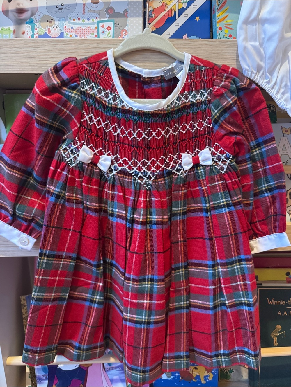 La Fleur & Le Papillon Red Plaid Smocked Dress, NWT, 12 months